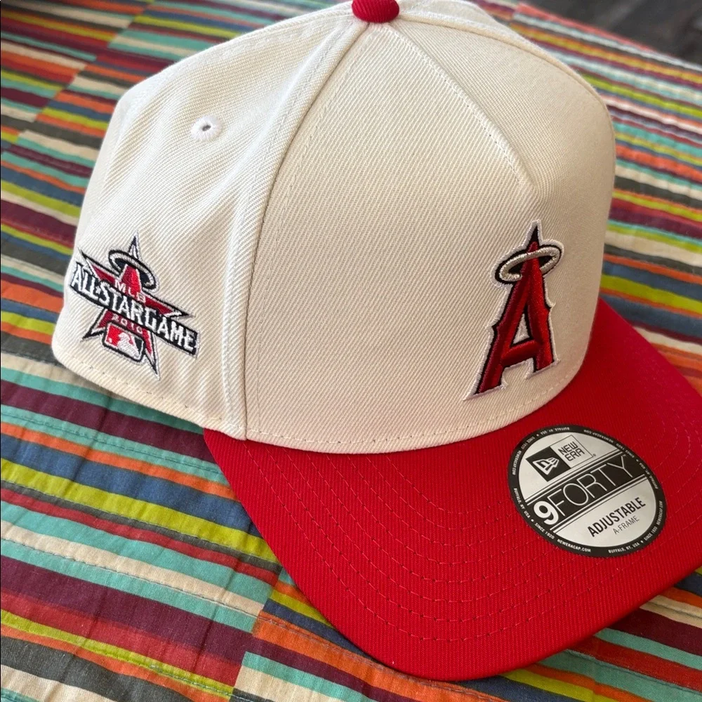 New Era White and Red Los Angeles Angels 9FORTY Cap adjustable new tags all star - Picture 4 of 14